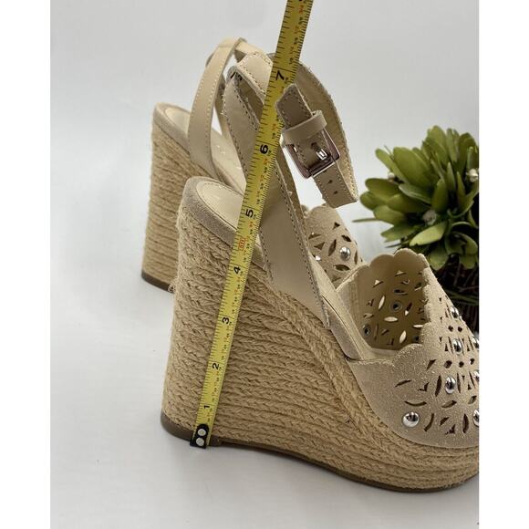Marc Fisher LTD Women's Nude Tan Hata Cutout Espadrille Wedge Sandal Sz 6/36.5 - Picture 11 of 12